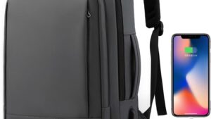 Multifunctional Laptop Backpack - Holds Up to 15.6" Laptops & Tablets - Oxford Textile - Waterproof - Recharge USB Port - Business Casual Design - Expandable 55 L  - International Travel Carry On Approved - Anti-theft Back Pocket - GRAPHITE Anti-theft Multifunctional Laptop Backpack Travel Approved