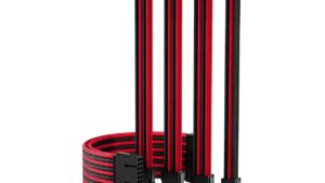 Black Red PSU Sleeved Cable
