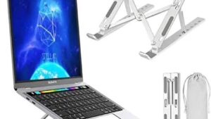 Ultra Compact Laptop Riser Stand | 6 Levels of Height Adjustable Portable Laptop Holder for Desk | Aluminum Foldable Laptop Riser