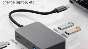 5 in 1 USB-C / Type-C to USB3.0 & Type-C Multifunctional Docking Station HUB Adapter - High Speed Transmission - (Dark Grey) BYL-2316 - CHARGING & USB HUB