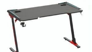 Dragonwar Gaming Desk Z5-7 RGB Black Top & Red Metal Base
