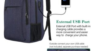 Navy-Blue Laptop Backpack USB Charging Port Navy-Blue Laptop Backpack USB Charging Port - Water Resistant -  STORAGE SPACE & Organized POCKETS  - Fits 15.6 Inch Notebook - For Travel College School 