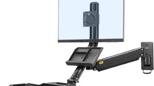 Sit Stand Workstation Wall Mount Height Adjustable Sit-Stand Converter for 22” -32” Screens with Keyboard Tray