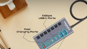 10Gbps Data and Charging Hub Promate GegaHub-10G 7-in-1 High Speed Multi-Ports 10Gbps Data and Charging Hub USB-A & USB-C ports
