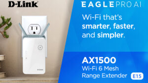 DLINK-E15   D Link E15 Eagle Pro AI WiFi 6 Range Extender D-Link E15 Eagle Pro AI AX1500 Mesh WiFi 6 Range Extender Dual-band 2x2 Blazing Fast Connectivity
