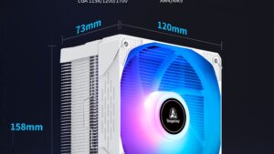 Air CPU Cooler ARGB Cooling Fan 6 Copper Heat Pipes CPU Radiator with FDB Bearing 120mm Fan PWM 1800 RPM - 82 CFM - Addressable RGB Lighting Sync - WHITE