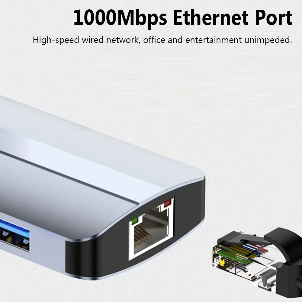 Docking Station Multifunctional 8-in-1 4K HDMI Docking Station Gigabit Ethernet  Type-c Hub to USB3.0+USB2.0+SD+TF+RJ45(100Mbps)+HDMI+PD87W   4K HDMI Gigabit Ethernet Type-c Hub