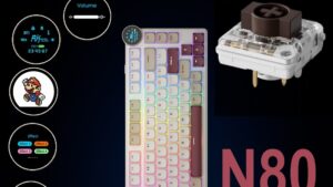 RKN80-PEARLY-BROWN BROWN Switch Low Profile Mechanical Keyboard RK ROYAL KLUDGE N80 Low Profile Mechanical Keyboard w/Smart Display Screen & Knob