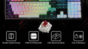 Q6M-M1 Customizable MX RGB Keyboard Red Switches Keychron Q6 Max QMK/VIA Wireless Customizable Mechanical RGB Keyboard with Gateron Jupiter Red Switches 100% Full-size Layout; Full Aluminum Body ; Hot-Swappable Double-shot PBT keycaps ; 256KB Flash Core ; 1000Hz Polling Rate 2.4 GHz wireless