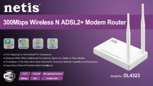 NETIS DL4323 300Mbps High-Speed Wireless N ADSL2 and Modem Router Combo