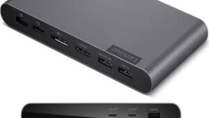 40B30090US Lenovo Docking Station USB-C Universal Lenovo Docking Station USB-C Universal Business Dock – Dual Display (1 DP 1.4 & 1 HDMI 2.0) – 65W Charging for Laptop (90W Power Adapter Included) – 3X USB-A & 2X USB-C Ports – Windows Compatible