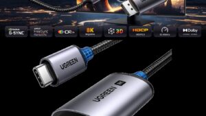 UGREEN-25157 UGREEN Cable USB C to DisplayPort 8K UGREEN USB C to DisplayPort 1.4 Cable 8K@60Hz 4K@240Hz Thunderbolt 4/3 to DisplayPort Cord USB C to DP 1.4 32.4Gbps Braided Compatible iPhone 15