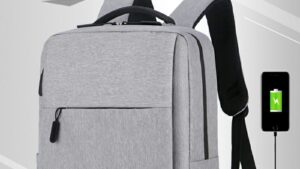 Business Slim Formal Laptop Backpack for up to 15.6 Inch - Durable Oxford Textile - USB Charging Port - Organized Compartments - Waterproof - Heavily Padded for Sensitive Electronics Impact Protection - GREY Business Slim Formal Laptop Backpack GREY