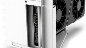 NZXT-GPU-BRACKET White NZXT Vertical GPU Mounting Kit NZXT Vertical GPU Mounting Kit - AB-RH175-W1-175 mm PCIe 4.0x16 Riser Cable - GPU Holder - Sturdy Steel Bracket - White