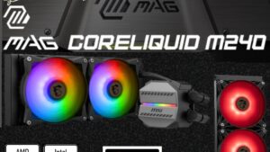 306-7ZW4R13-813 CPU Liquid Cooler MSI MAG CORELIQUID M240 AIO MSI MAG CORELIQUID M240 AIO ARGB CPU Liquid Cooler - 12 Way Split-Flow Water Cooling