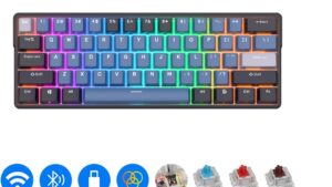 RK61 Plus ROYAL KLUDGE  Tri-mode Connectivity Mechanical Keyboard 2.4G Wireless Bluetooth RGB Backlit 61 Programmable Keys 60% Layout