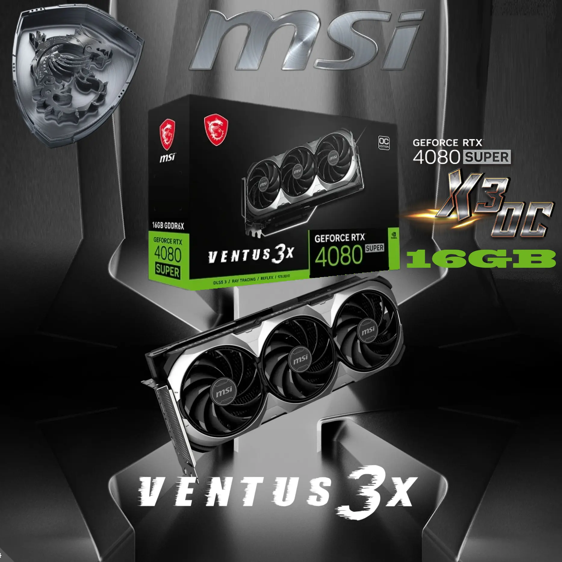 912-V511-290 Gaming MSI RTX 4080 Super 16G Ventus 3X OC MSI Gaming RTX 4080 Super 16G Ventus 3X OC Graphics Card (NVIDIA RTX 4080 Super