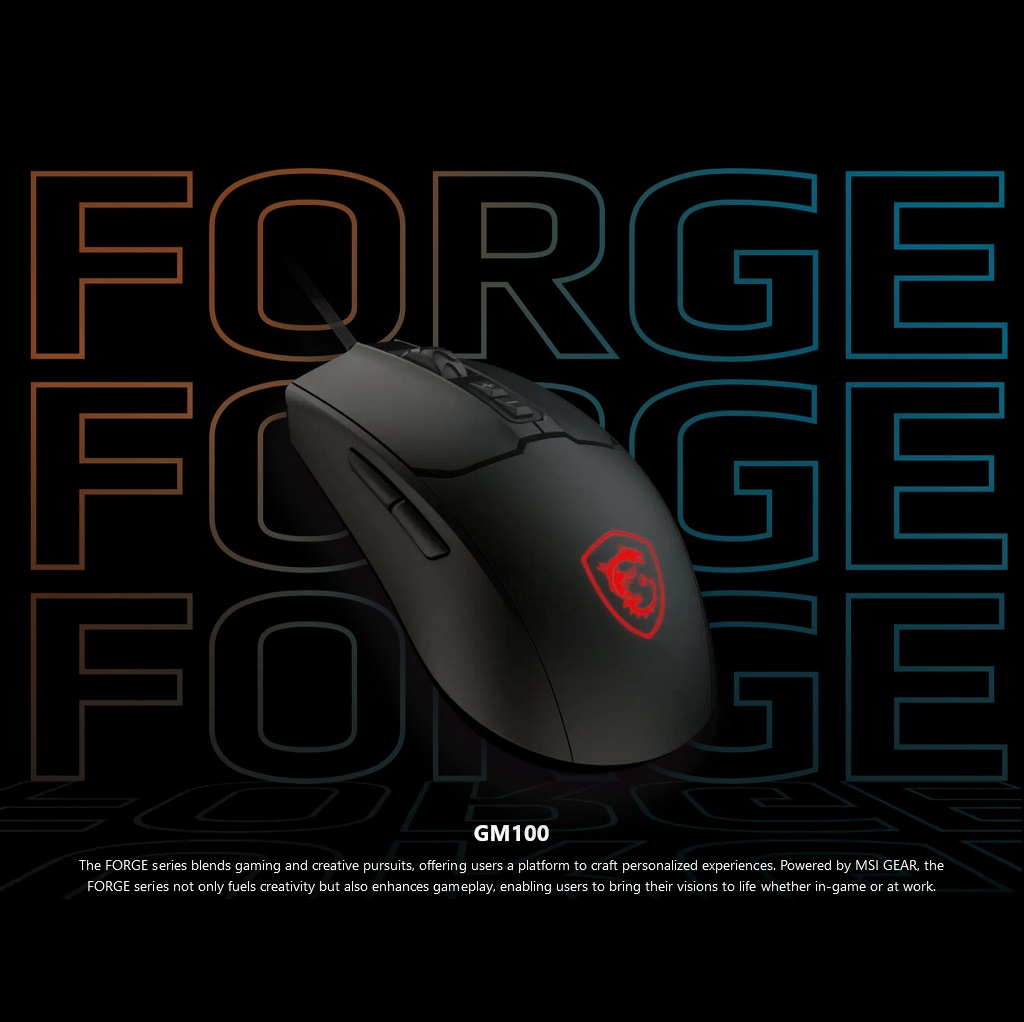 FORGE-GM100 MSI FORGE GM100 Optical Gaming Mouse 6400 DPI MSI FORGE GM100 Optical Gaming Mouse