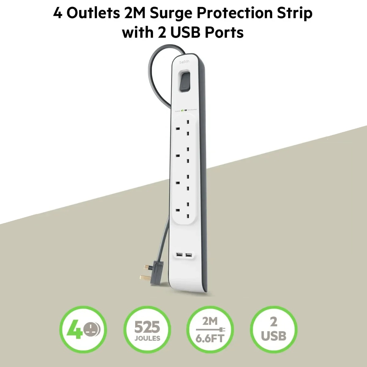 Belkin Surge Protection Power Strip 4 Outlets Belkin Surge Protection Power Strip