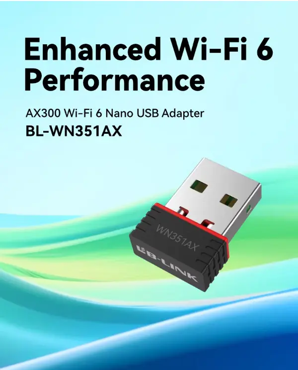 LB-LINK-BL-WN351AX AX300 Wi-Fi 6 USB Wireless Network Adapter LB-Link WN351AX AX300 Wi-Fi 6 USB Dongle 300Mbps Wireless Network Adapter