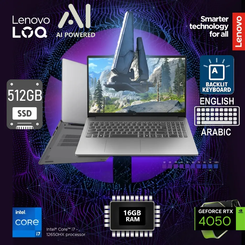 83LK006DAX AI LOQ i7-12650HX 16GB DDR5 RAM RTX 4050 LENOVO AI PC LOQ 15IAX9E Intel® Core™ i7-12650HX