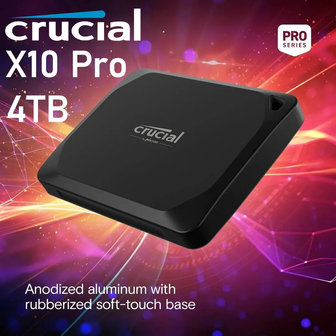 CRUCIAL-X10-PRO-4TB Crucial X10 Pro 4TB Portable SSD 2100MBs Crucial X10 Pro 4TB Portable SSD - Up to 2100MB/s read