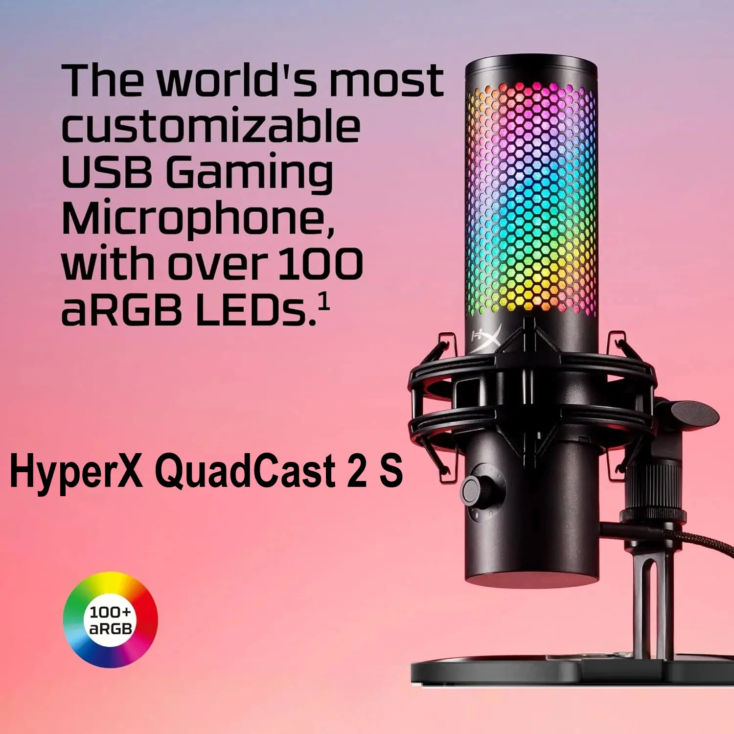 9A273AA HyperX QuadCast 2 S USB ARGB Microphone HyperX QuadCast 2 S USB Microphone with 32-bit/192kHz Audio