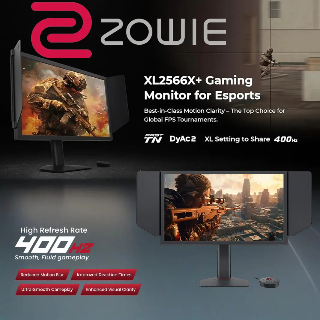 9H.LMRLB.QBP Zowie 24 inch Fast TN 400Hz Gaming Monitor BenQ Zowie XL2566X+ 24.1" Fast TN 400Hz Esports Gaming Monitor with Motion Clarity DyAc2