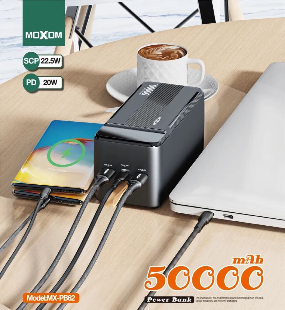 MOXOM-MX-PB158 MOXOM MX-PB158 Power Bank Battery  50000mAh SCP 22.5W PD 20W