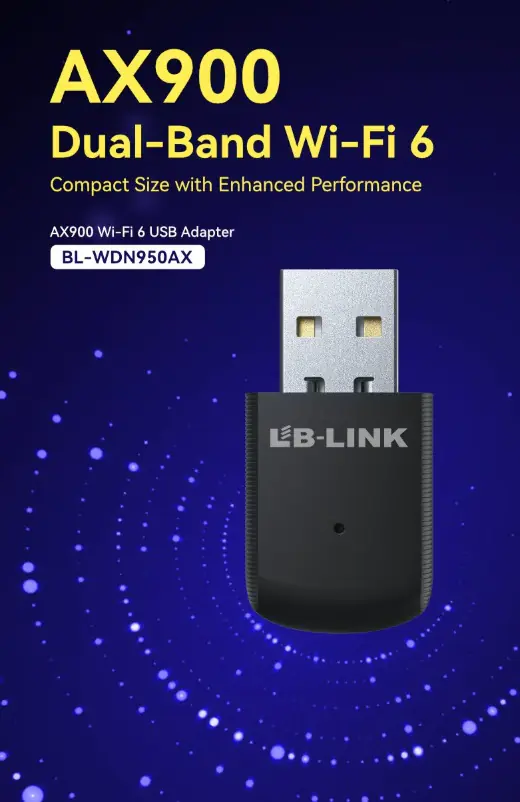 LB-LINK-BL-WDN950AX 950AX Mini USB Dongle WiFi 6 AX900 Adapter LB-Link 950AX Mini USB Dongle WiFi 6 AX900 Adapter