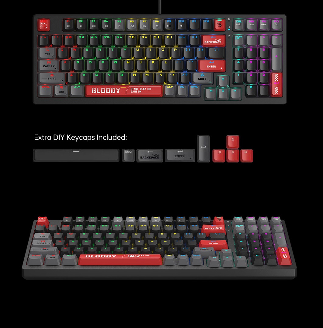 BLOODY-S98 S98 Mechanical Gaming Keyboard BLMS Red Plus bloody S98 RGB Mechanical Gaming Keyboard with BLMS Red Plus Hot-Swappable Switch