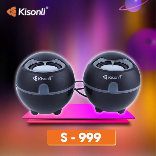 Kisonli S-999 Computer Speakers Bass Stylish USB Speaker - 3.5mm Jack Interface & USB for power -  70-20000 Hz Frequency Range - Two Bubble Speakers - Black Bass Computer Speakers USB Speaker