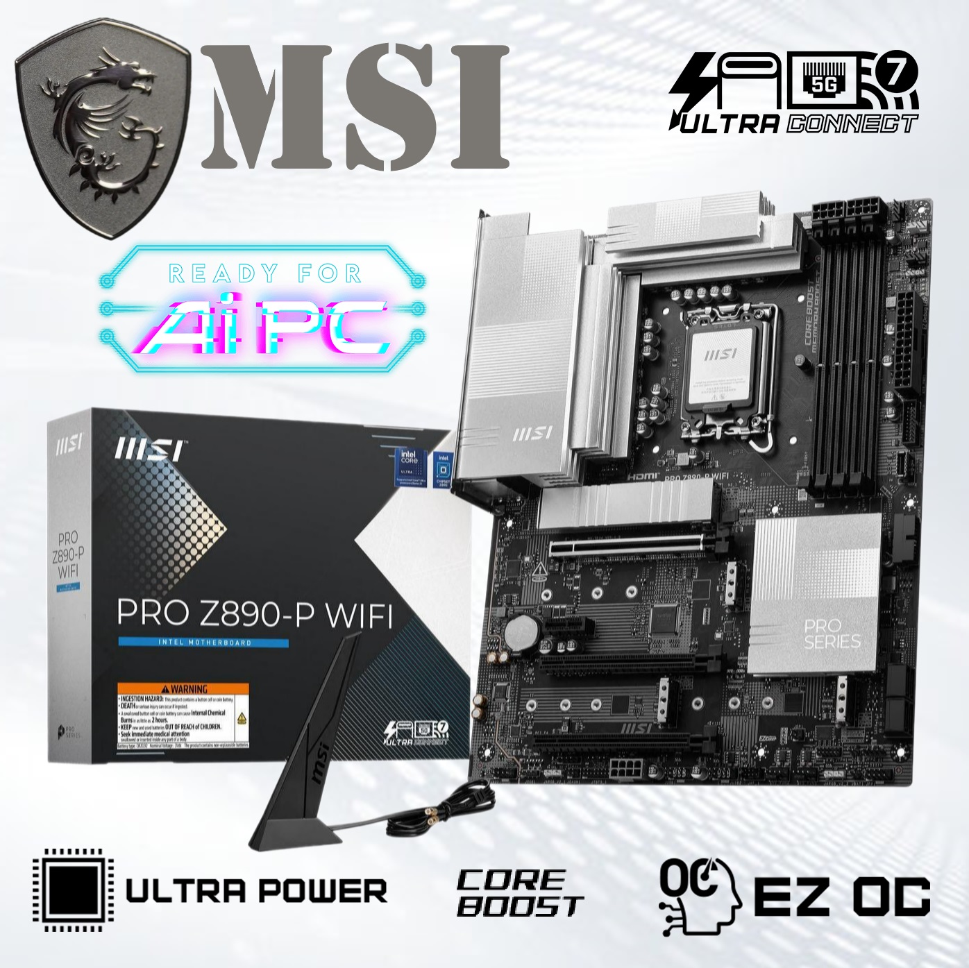 911-7E34-001 MSI PRO Z890-P WIFI DDR5 Motherboard LGA 1851 MSI PRO Z890-P WiFi ProSeries Motherboard (Supports Core Ultra Series 2 Intel Processors