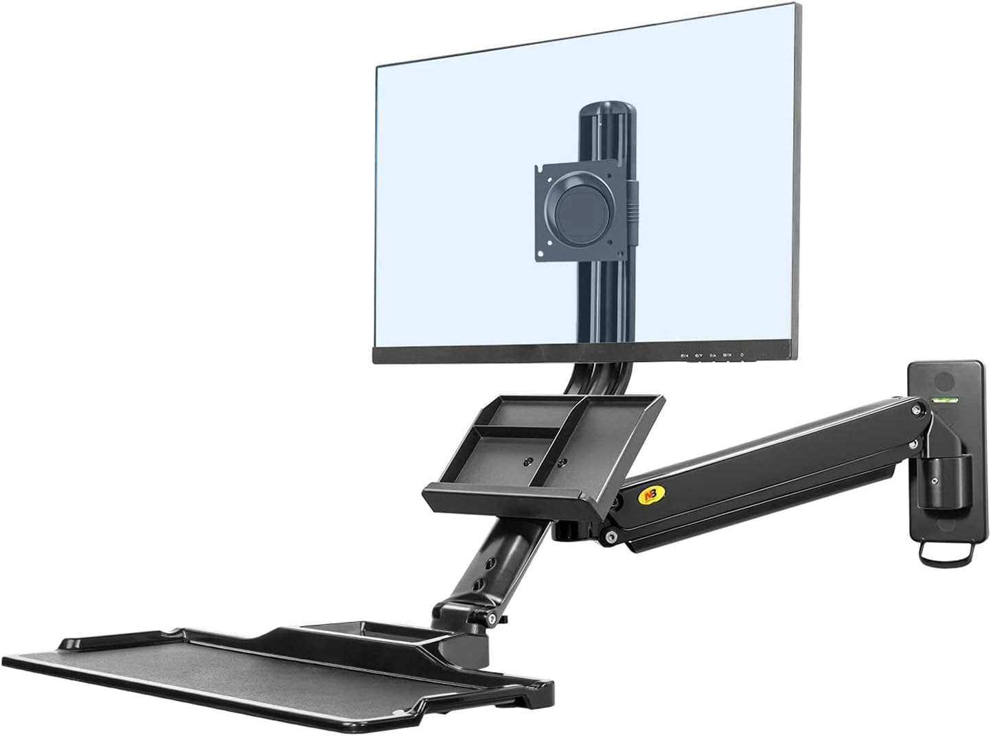 Sit Stand Workstation Wall Mount Height Adjustable Sit-Stand Converter for 22” -32” Screens with Keyboard Tray