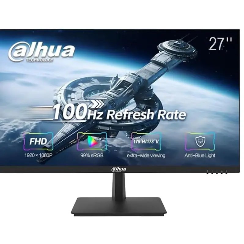 DHI-LM27-A200F DAHUA 27 inch FHD VA Monitor 100Hz 5ms DAHUA 27'' FHD VA Monitor 100Hz 5ms ; Ultra-Narrow Bezel ; 178°H/178°V Extra-wide Viewing Angle ; VESA Wall-Mountable ; HDMI and VGA Connectivity ; Eye-protective Anti-blue light