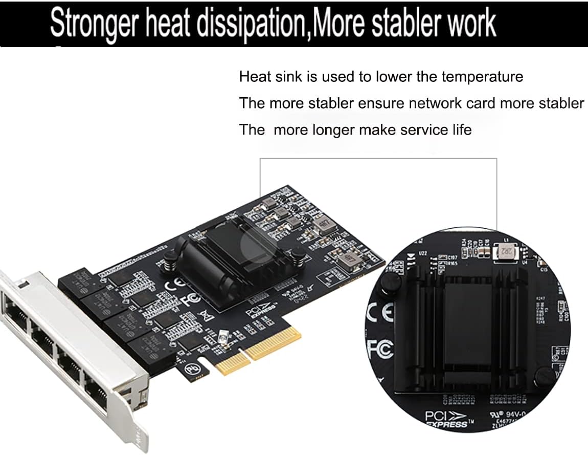 Quad-Port 2.5GBase-T PCIe Network Adapter Quad-Port 2.5GBase-T PCIe Network Adapter RTL8125B 2500/1000/100Mbps PCI Express Gigabit Ethernet Card RJ45 LAN Controller Support PXE for Windows/Linux/MAC with Low Profile