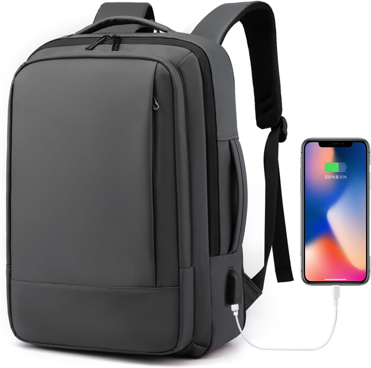 Multifunctional Laptop Backpack - Holds Up to 15.6" Laptops & Tablets - Oxford Textile - Waterproof - Recharge USB Port - Business Casual Design - Expandable 55 L  - International Travel Carry On Approved - Anti-theft Back Pocket - GRAPHITE Anti-theft Multifunctional Laptop Backpack Travel Approved