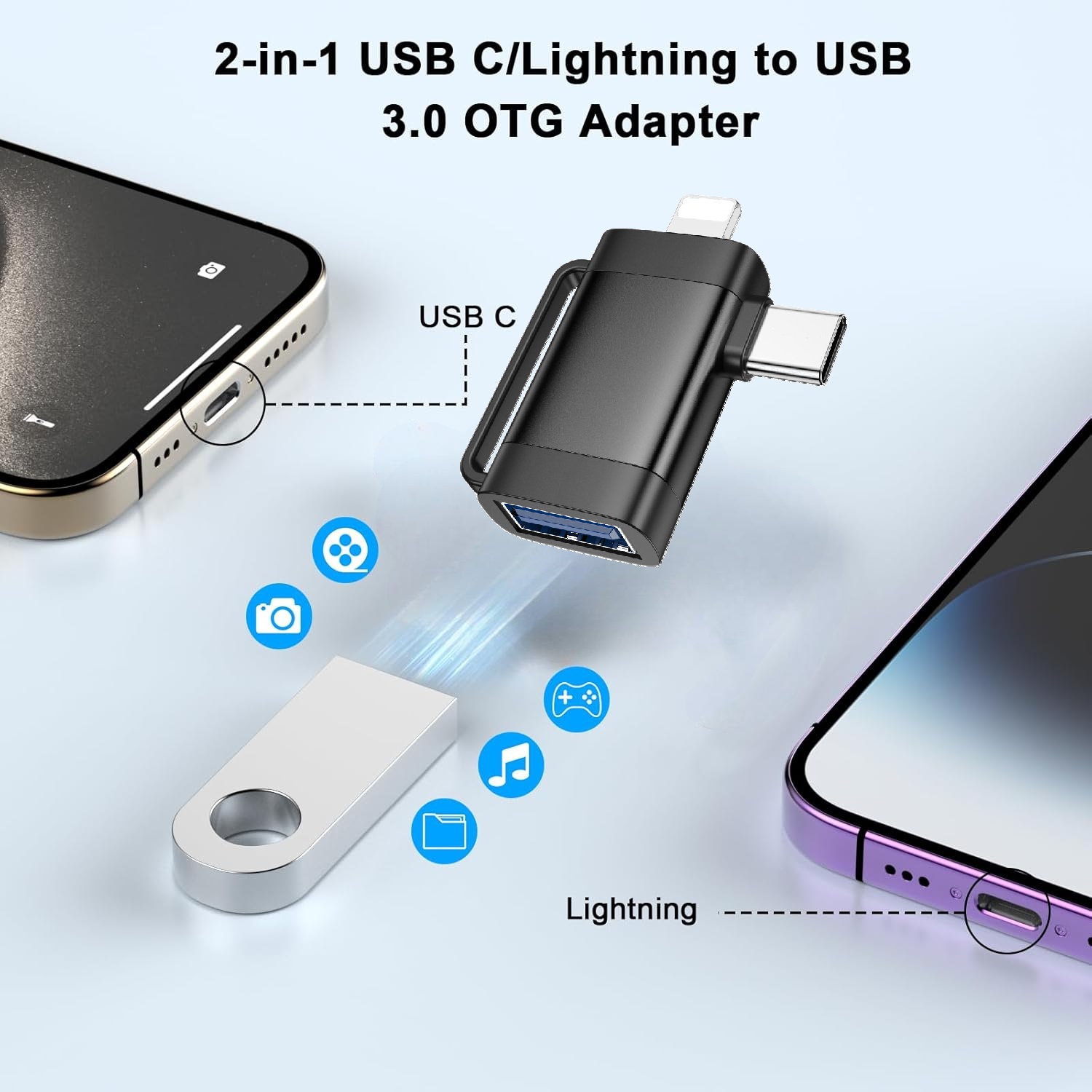 HOCO-UA31F OTG Lightning and Type-C to USB A Adapter UA31F OTG Lightning and Type-C to USB A Adapter