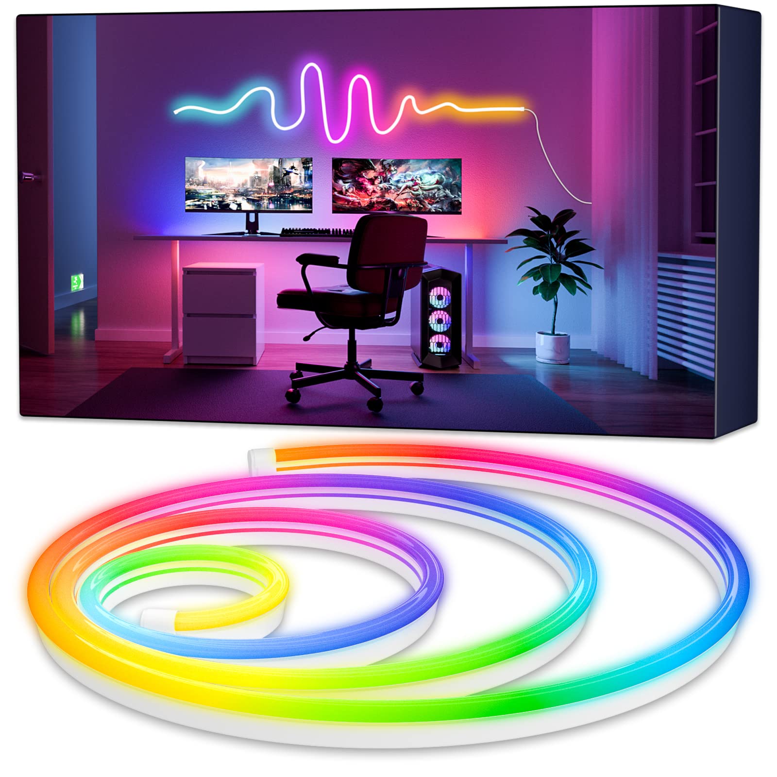 Smart Neon LED Strip 10 METERS - 24V RGB Neon LED Strip with App Control – WIFI Connection – Compatible with Alexa and Google Assistant – App Control  Or Remote Control – Music Sync –Suitable for DIY