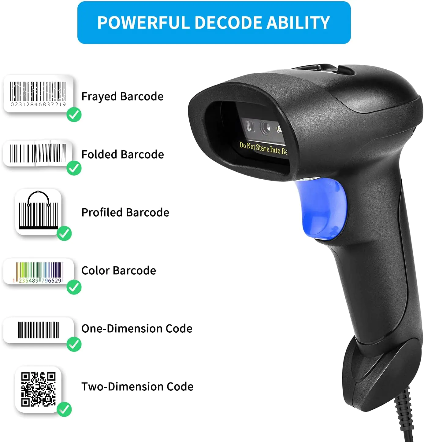 AOQI-A92 Handheld USB QR Barcode Scanner 1D 2D  Handheld USB QR Barcode Scanner