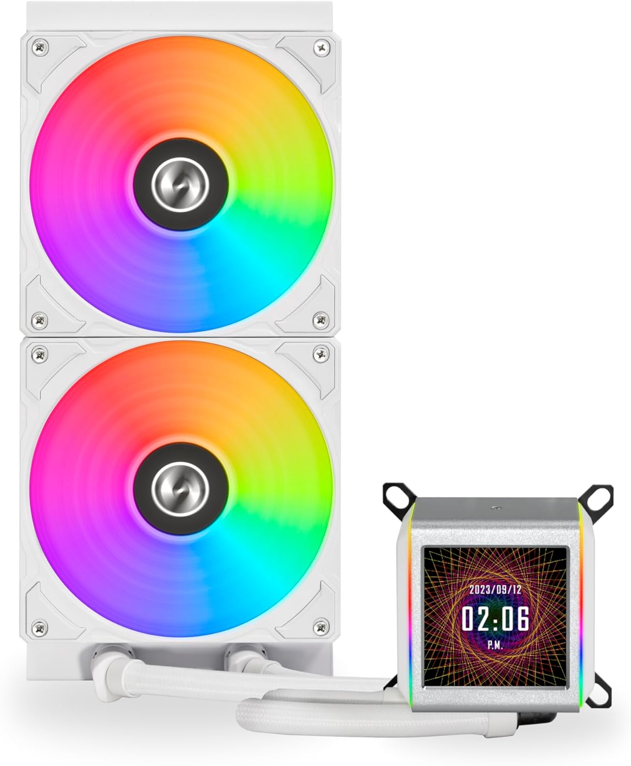 Lian Li Galahad II LCD 280 - AIO- Asetek 8th Gen - 2.88” IPS LCD screen liquid cooler- Pre-installed ARGB daisy-chainable fans or UNI FAN SL-INF fans - WHITE Lian Li Galahad ARGB Liquid Cooler