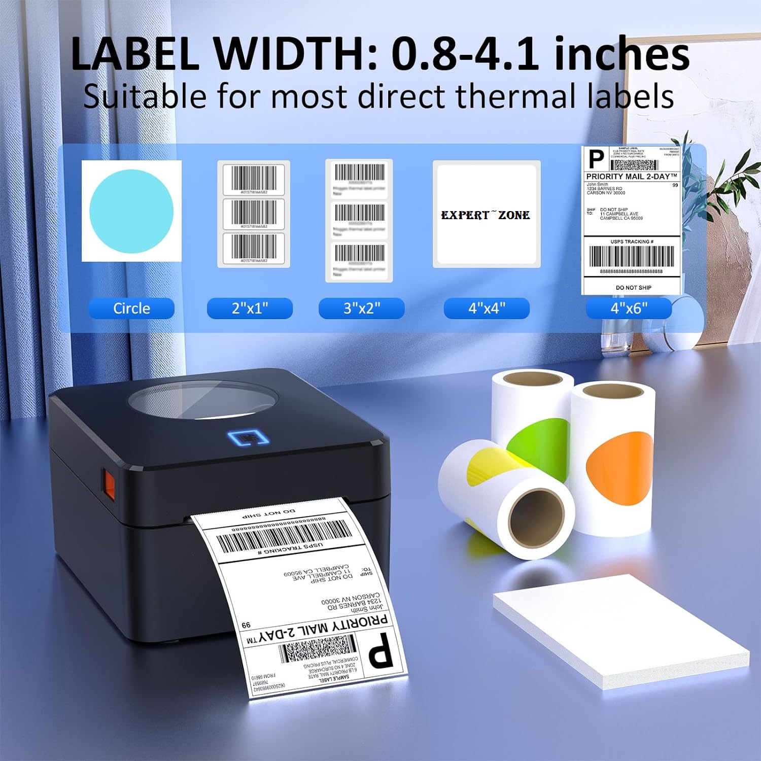 Thermal Label Printer - USB & LAN 110MM Connectivity - 4x6 Label Printer for Small Business Shipping Packages - Support Windows