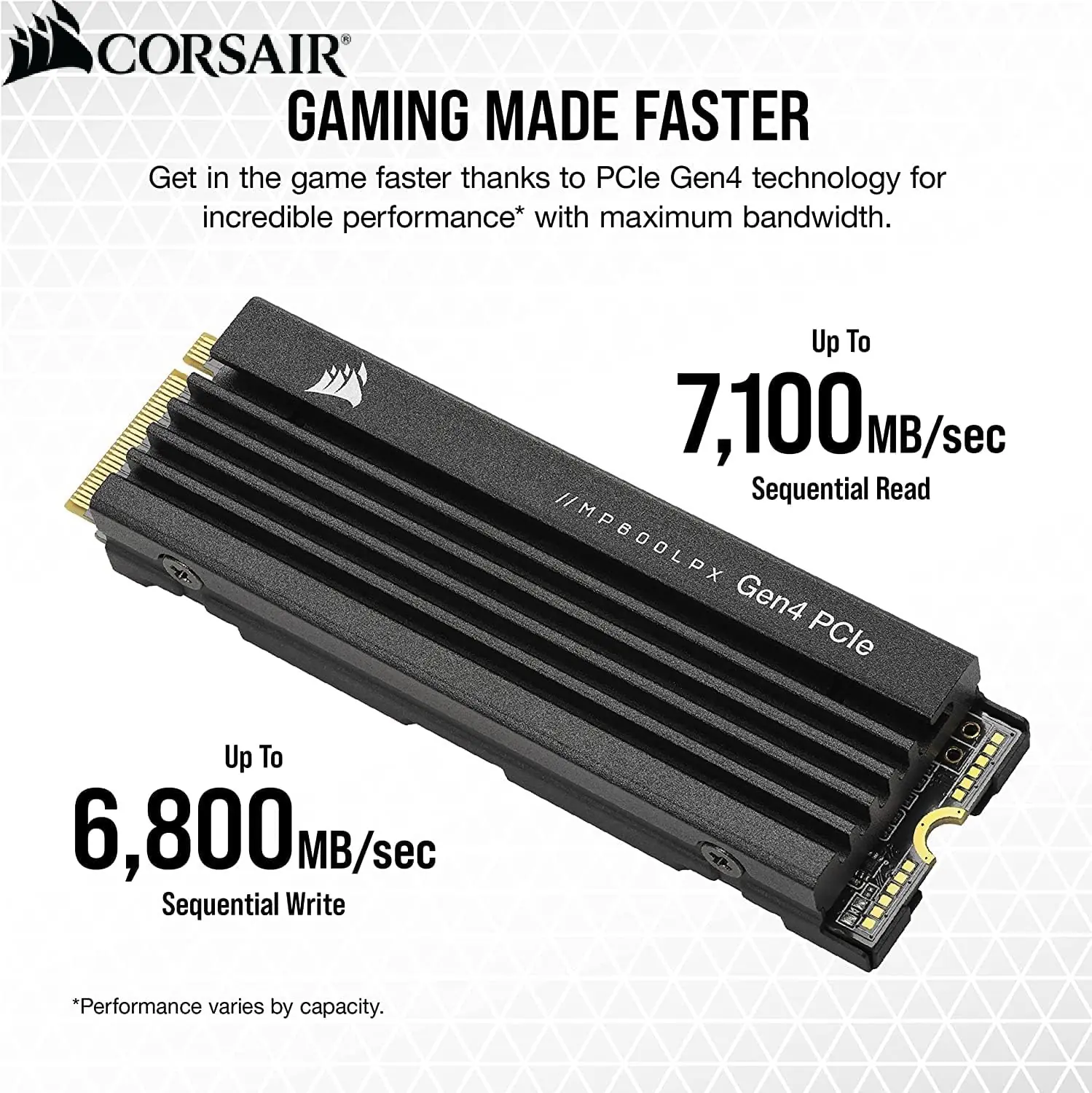 CSSD-F2000GBMP600PLP MP600 PRO LPX 2TB NVMe SSD with Heatsink Corsair MP600 PRO LPX 2TB  M.2 NVMe PCIe x4 Gen4 SSD with Heatsink ; 1.4 3D Internal Solid State Drive ; Optimized for PS5 Up to 7