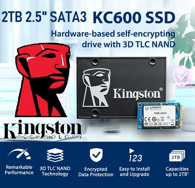 SKC600/2048G Kingston SSD KC600 2TB SATA3 3D TLC NAND Kingston SSD KC600/2048G 2TB Capacity 2.5 Inch Form Factor Internal Solid State Drive SATA3 6 GB/s 3D TLC NAND