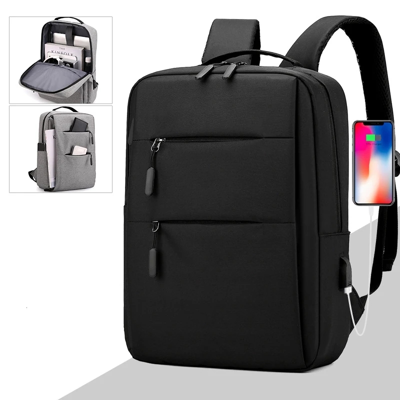 Laptop Backpack - for Tablets & Laptops up to 15.6" - Waterproof - Electronics Protection  - Scratchproof - Travel Friendly - Organized Compartments - USB Charge Port - Slim Casual Business Design - Heavy Duty - 42 x 12 x 30 cm - Black  Black Laptop Backpack Waterproof Electronics Protection