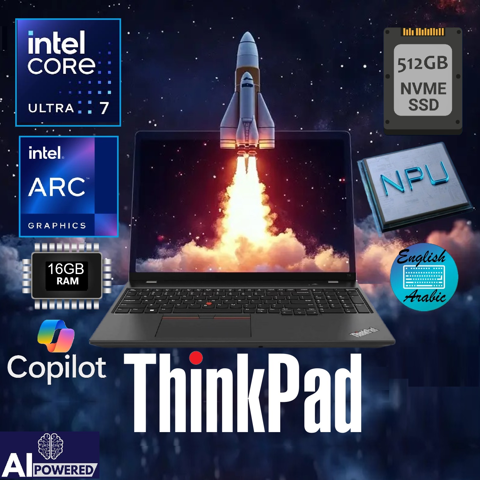 21MBS0FC00 LENOVO THINKPAD E16 GEN2 ULTRA 7-155H 16GB/512GB/16"/EN/AR + BAG ThinkPad AI Core Ultra 7 155H 16GB DDR5 RAM LENOVO AI PC ThinkPad E16 Gen 2 Intel® Core™ Ultra 7 155H with AI Boost