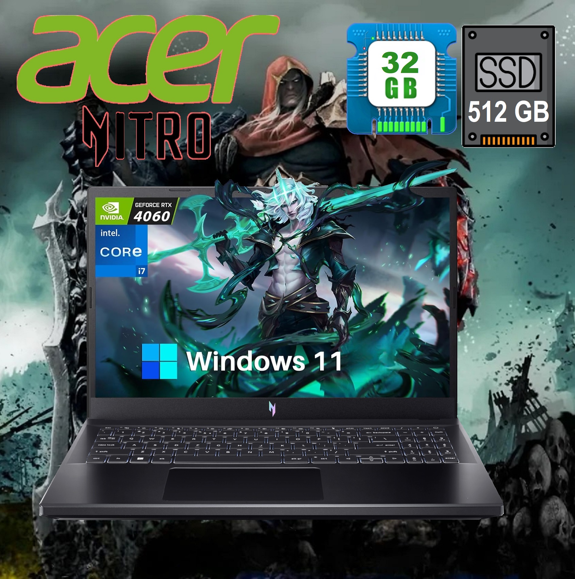 ANV15-51-77DQ Acer Nitro V 15 i7-13620H RTX 4060 32GB DDR5 Acer Nitro V 15 Core i7 13620H | 32GB DDR5 RAM ; 512GB SSD | RTX™ 4060