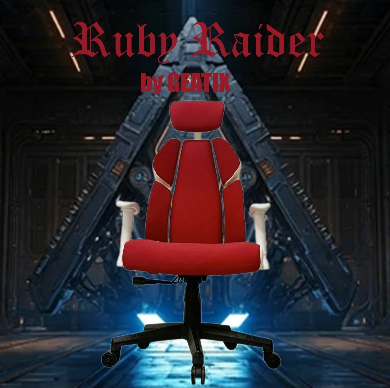 AS-C2414 Adjustable Super Comfort Red Gaming Chair RUBY RAIDER by GEATIX – Premium Gaming Chair with SGS Class 3 Gas Lift