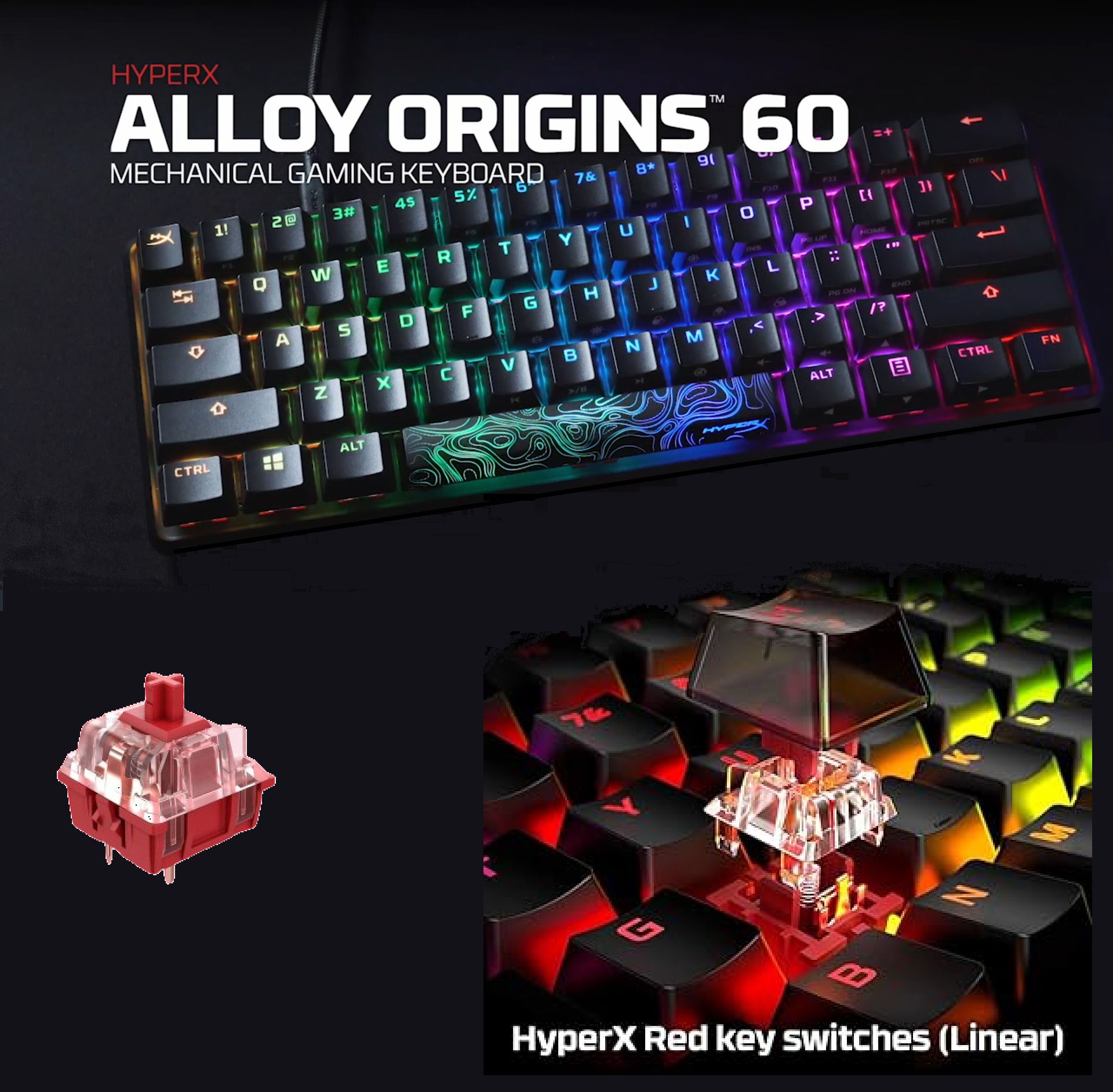 4P5N0AA#ACB Origins 60 Mechanical Gaming Keyboard HyperX Alloy Origins 60 - Mechanical Gaming Keyboard