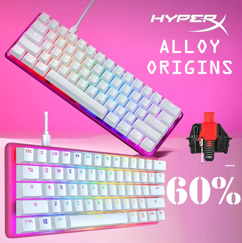 572Y6AA#ACB Alloy Origins 60 PINK Mechanical Keyboard HyperX Alloy Origins 60 - Mechanical Gaming Keyboard